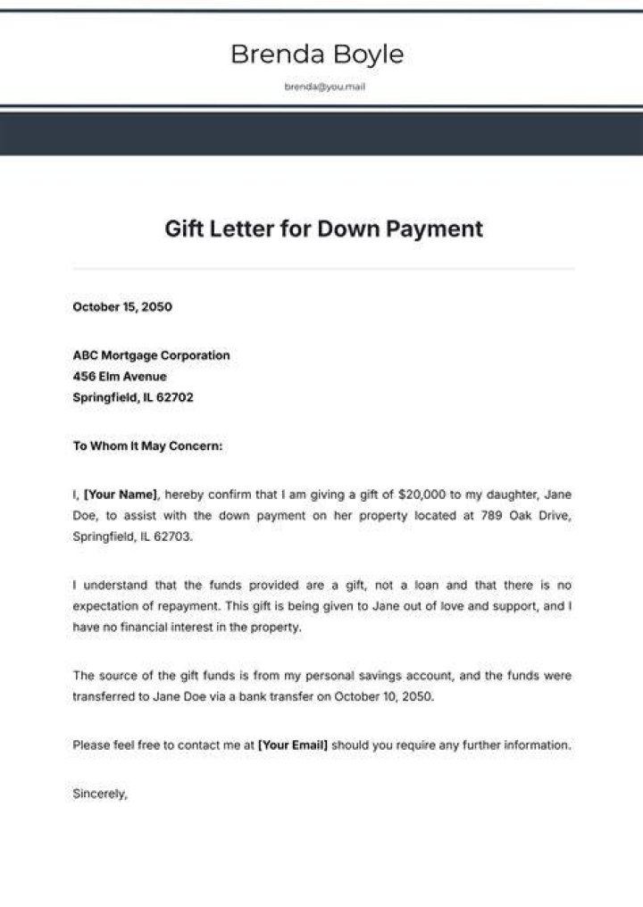 Can down payment be gifted?
