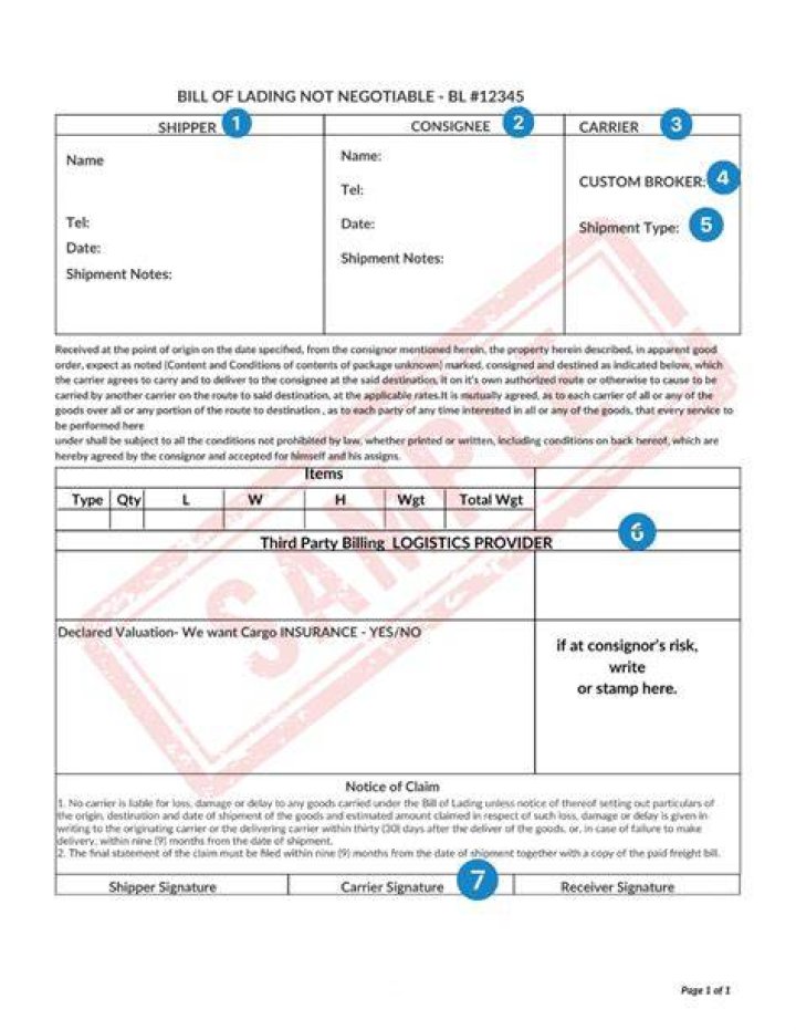 Does a bill of lading need to be signed?