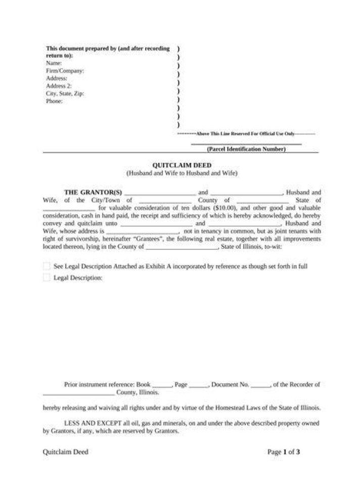 Does a spouse have the right to property after signing a quit claim deed Illinois?