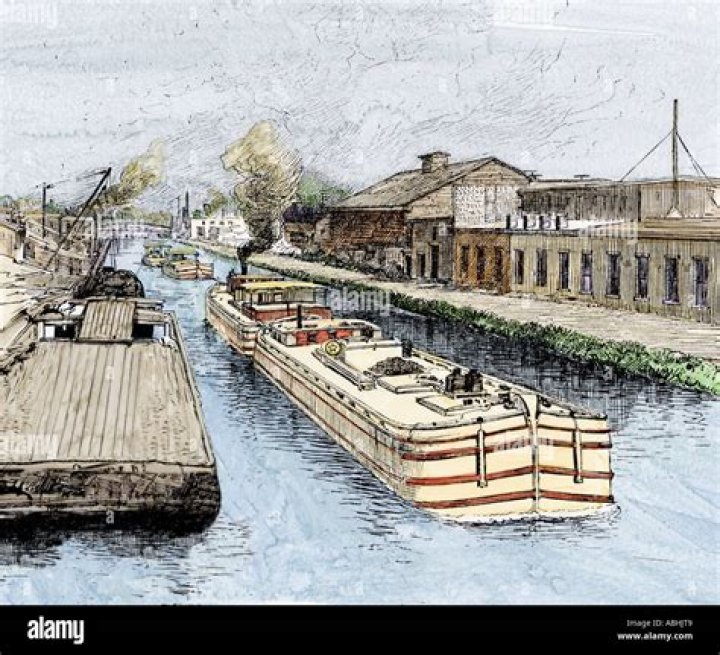How did boats and barges navigate the Erie Canal in the years before steamboats were allowed?