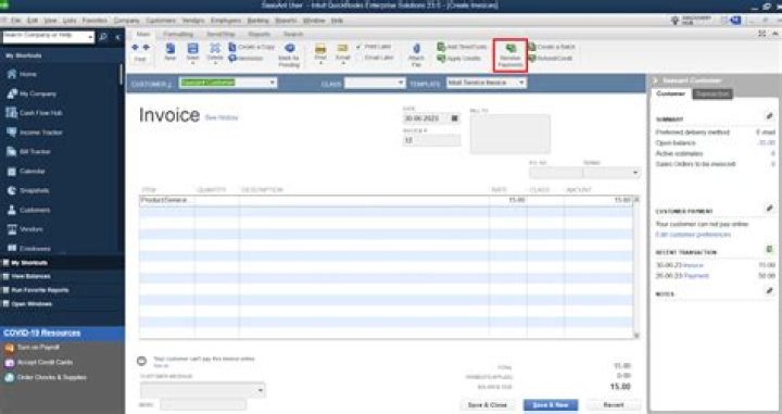 How do I add a security deposit to an invoice in Quickbooks?