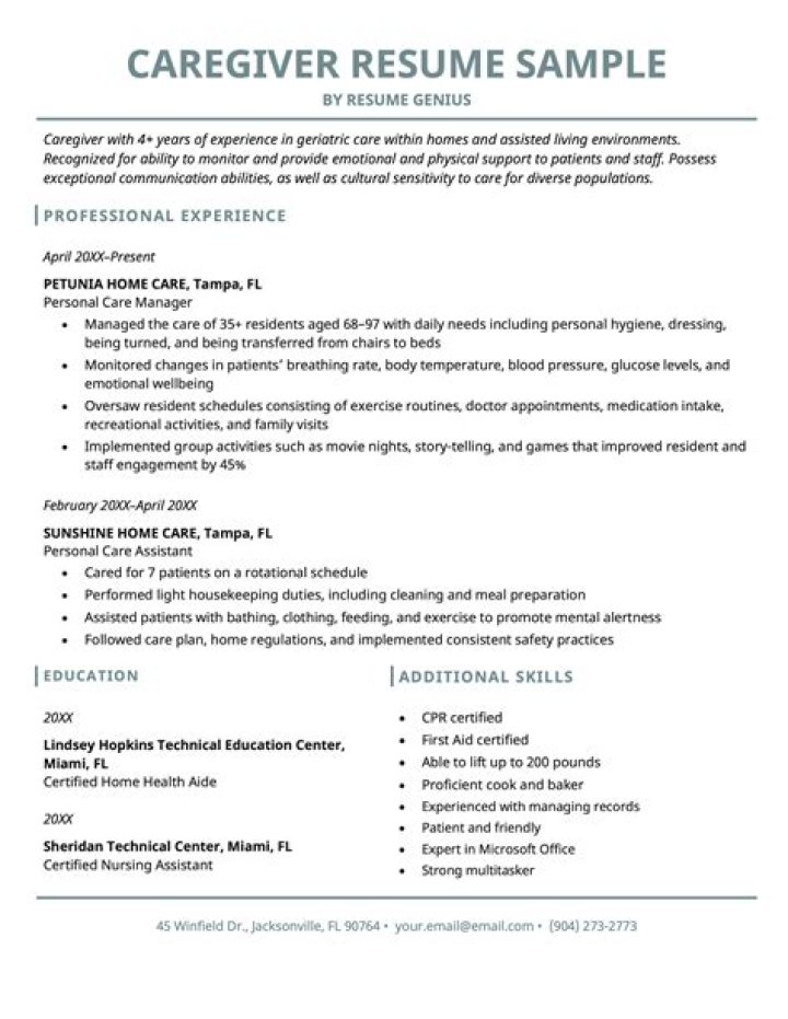How do I put caregiver on my resume?