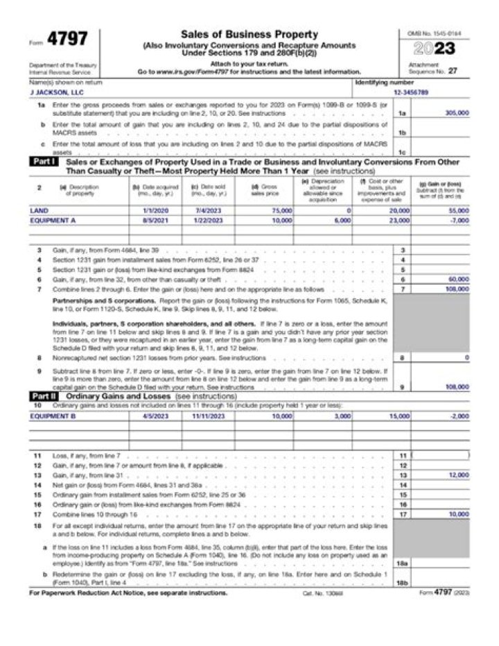 How do I report the sale of land on 4797?
