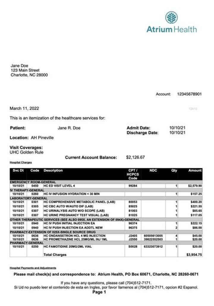 How do I request itemized medical bills?