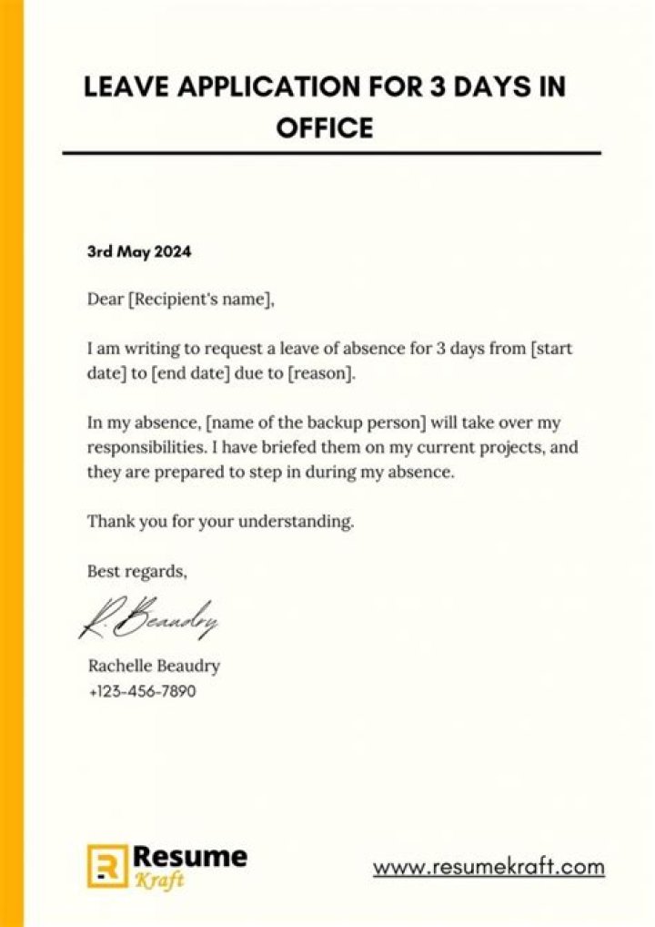 How do I write a 3 day leave application?