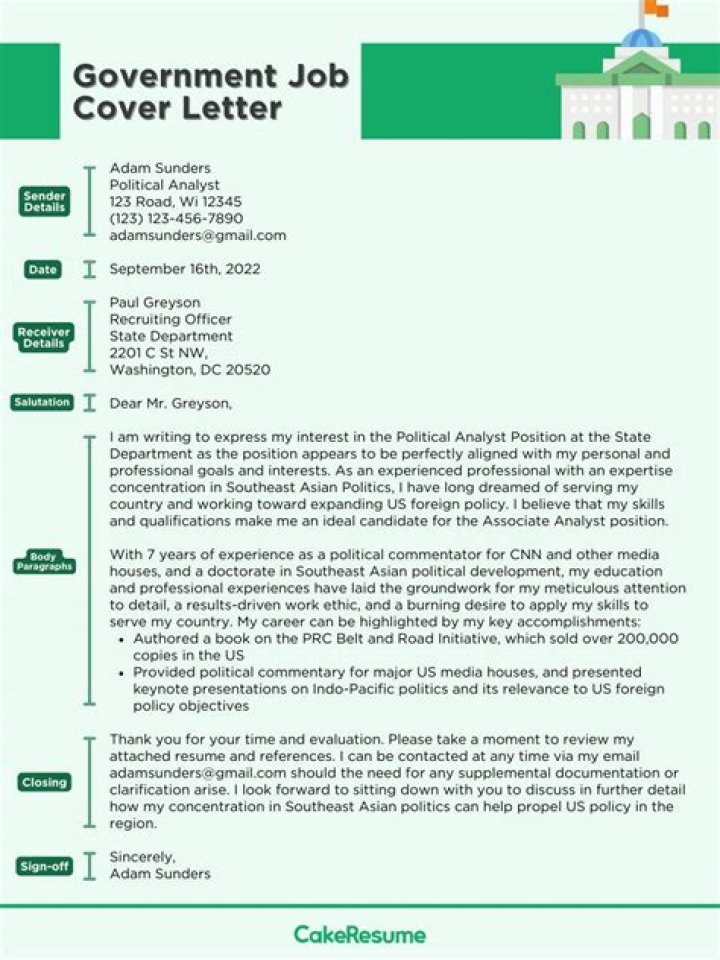 How do I write a cover letter for a government job?