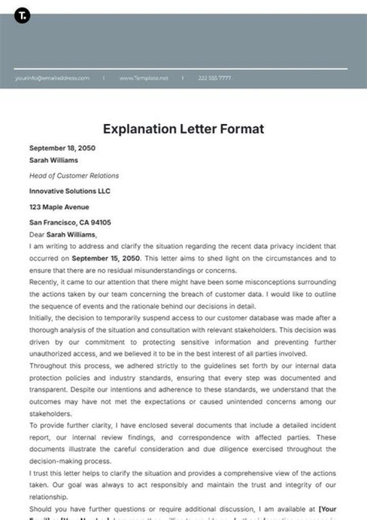 How do I write a letter of explanation for a violation?