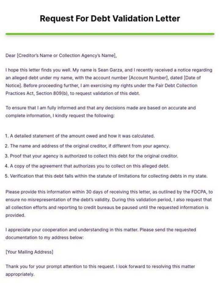 How do I write a letter requesting debt validation?