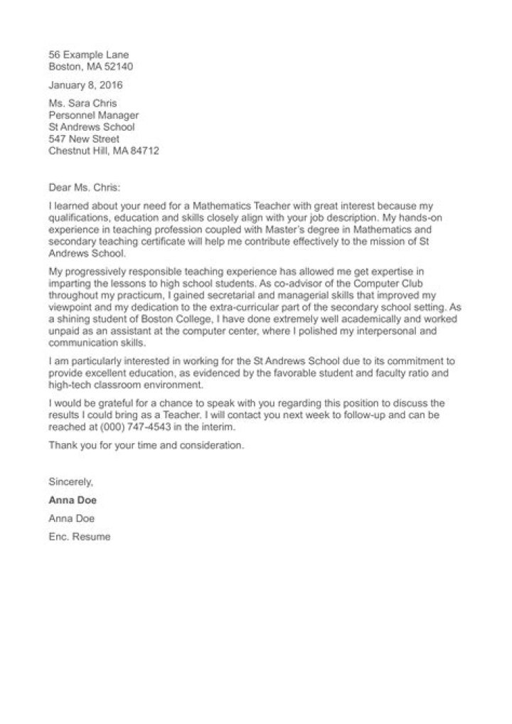 How do I write an application letter for the post of a teacher with no experience?