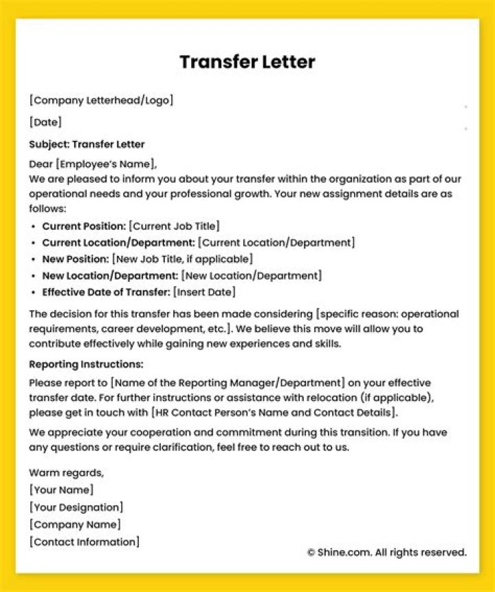 How do I write an employee transfer letter?