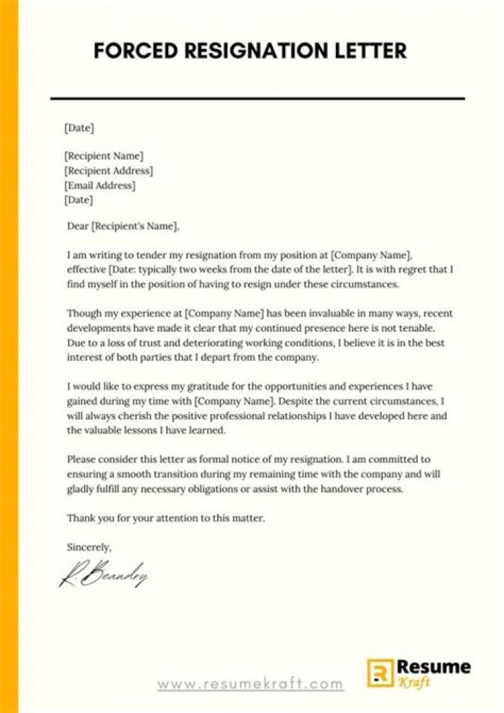 How do you respond to a forced resignation?