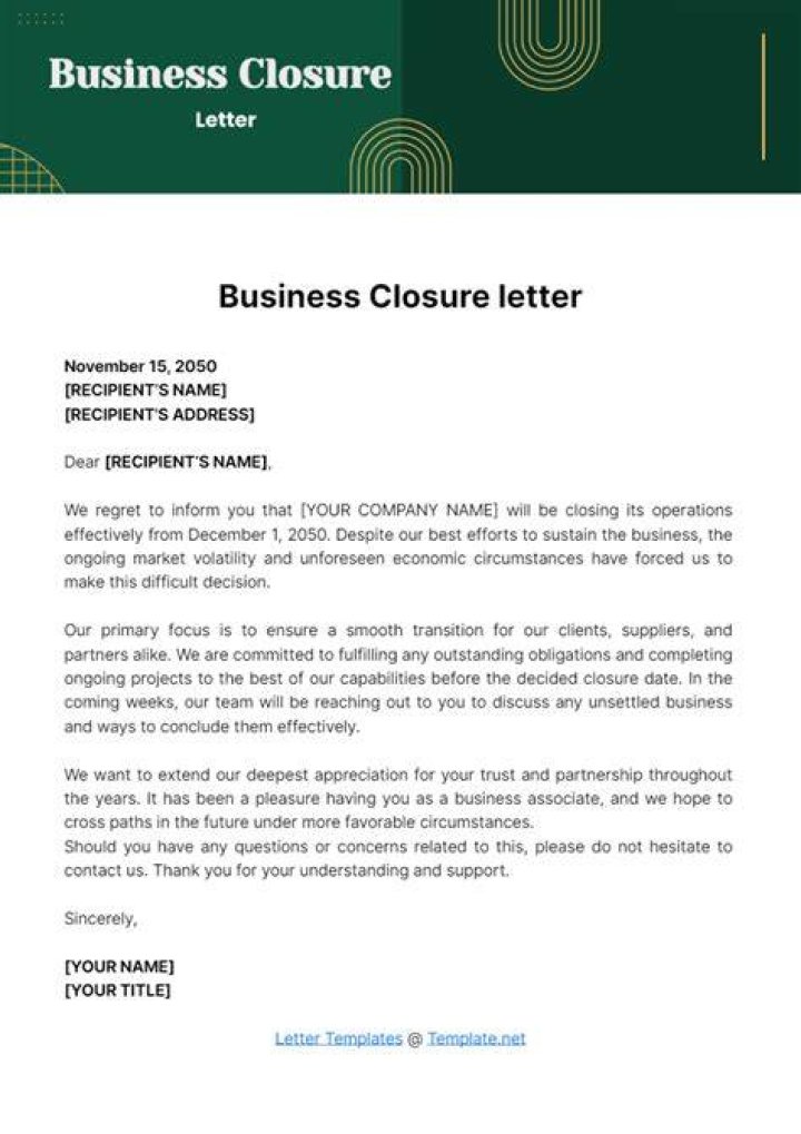 How do you write a business closure letter?