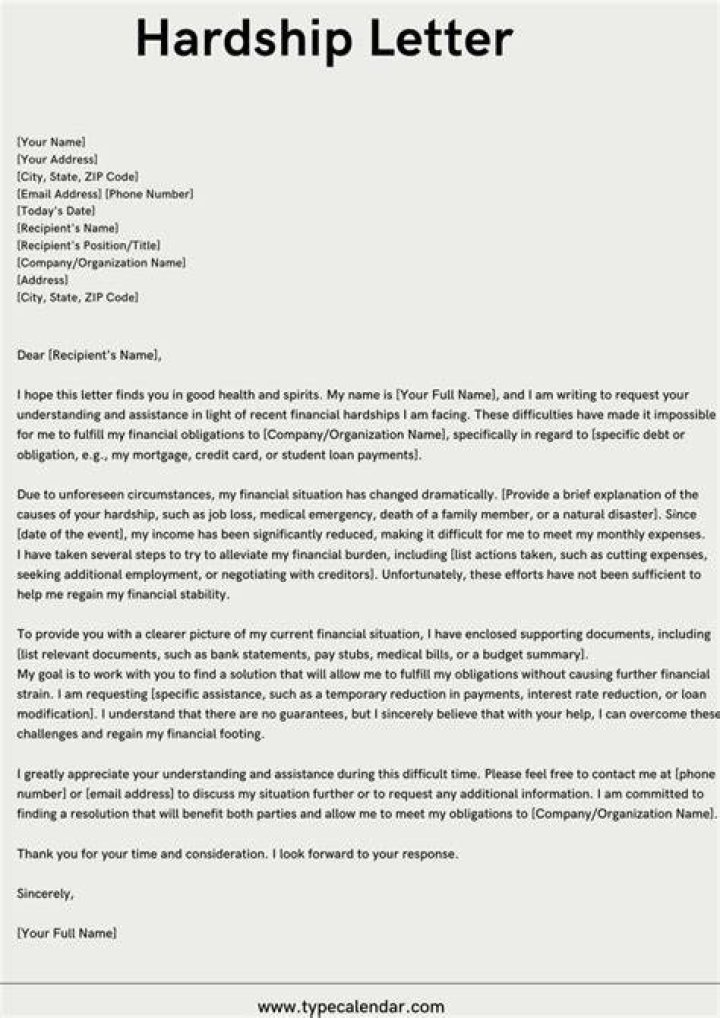 How do you write a hardship letter for a loan?
