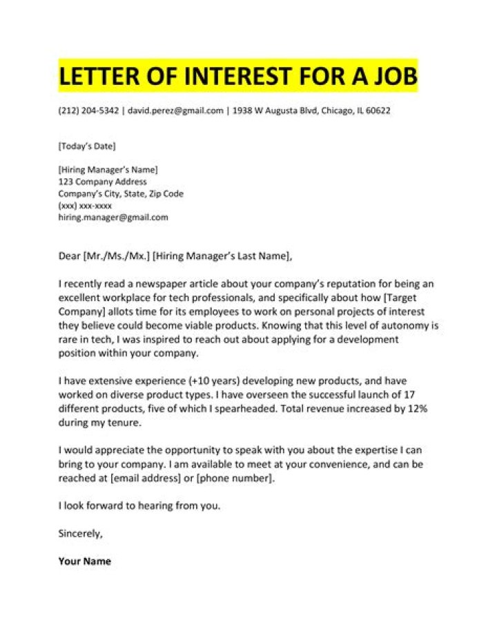 How do you write an expression of interest for an internal job?