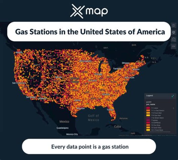 How many gas stations are there in the US in 2020?
