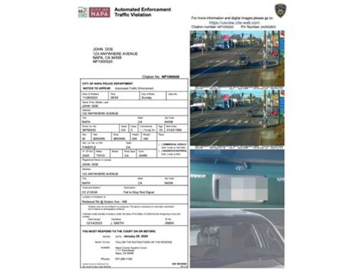 How much is a red light ticket in California 2021?
