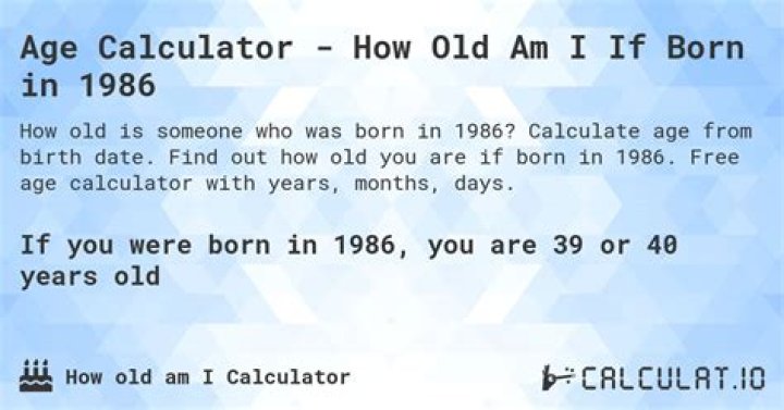 How old will I be in 2021 if I was born in 1986?