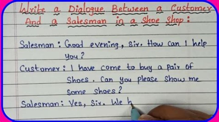 How to write a dialogue between a salesman and customer?