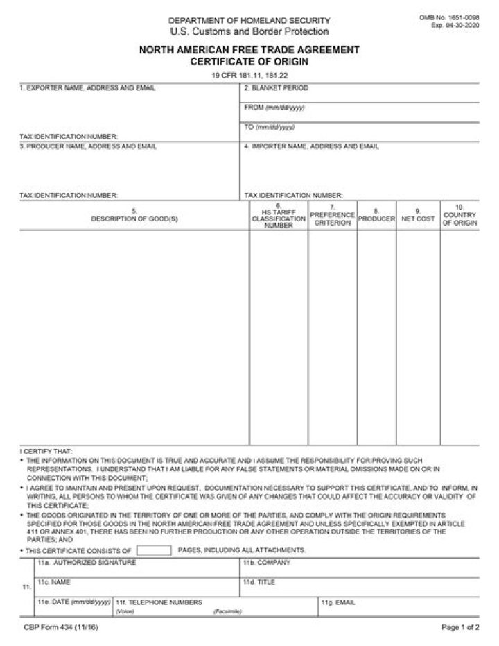Is a NAFTA certificate required?