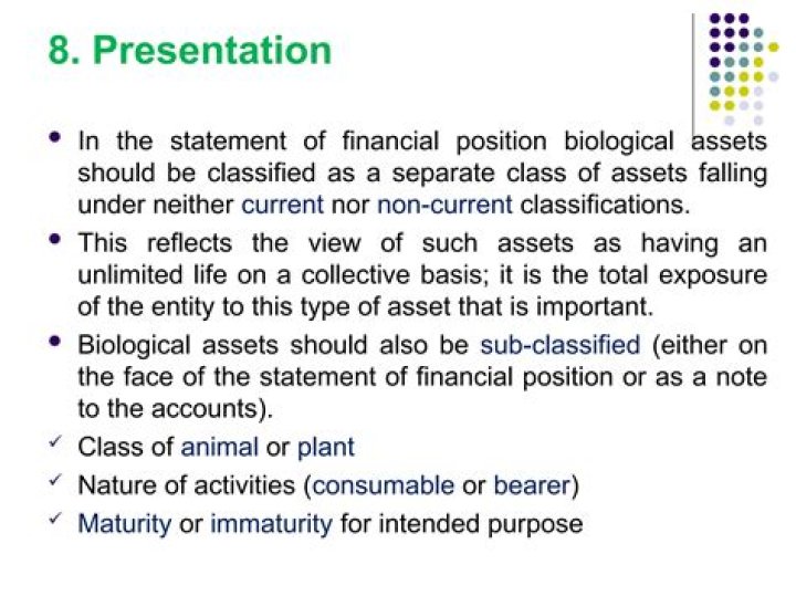 Is biological assets current or non current?