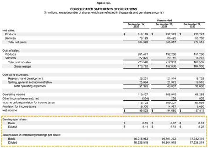 Is earnings per share reported on income statement?