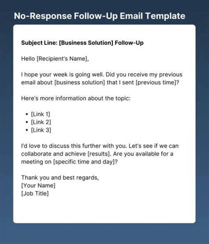 Is it possible to get a response to a follow up email?