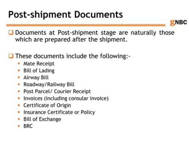 What are post shipment documents?