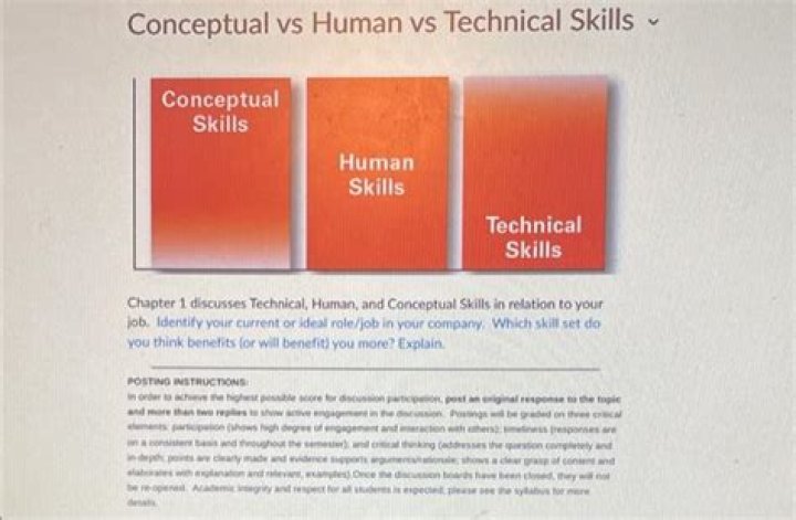 What are technical human and conceptual skills?