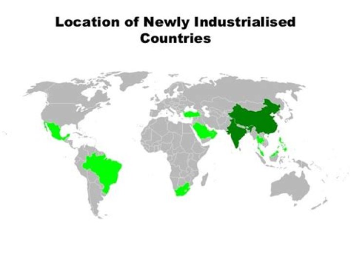 What are the 3 newly industrialized nations in Asia?