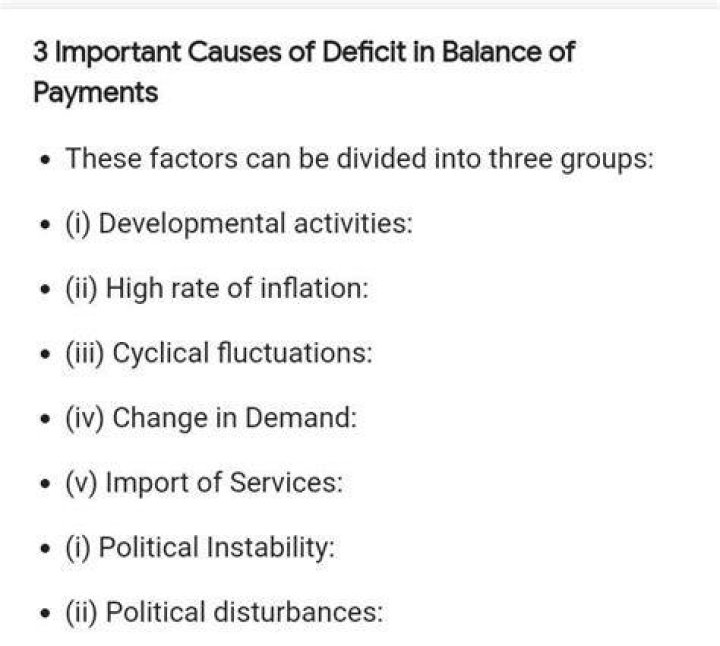 What are the causes of balance of payment deficit?