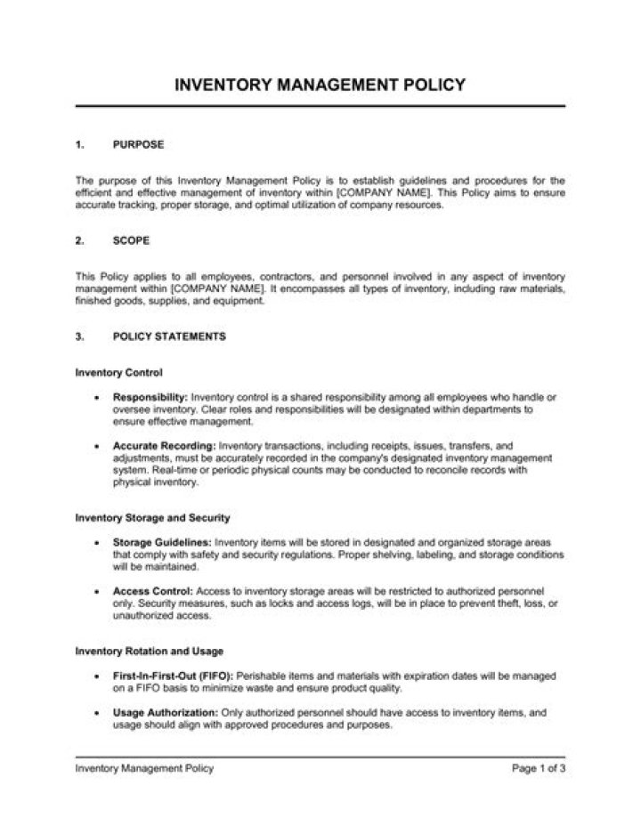 What are the inventory management policies?