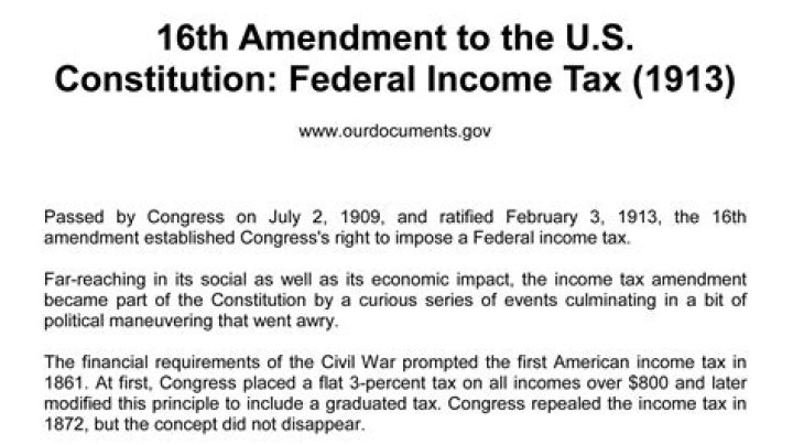 What caused the 16th Amendment to be passed?