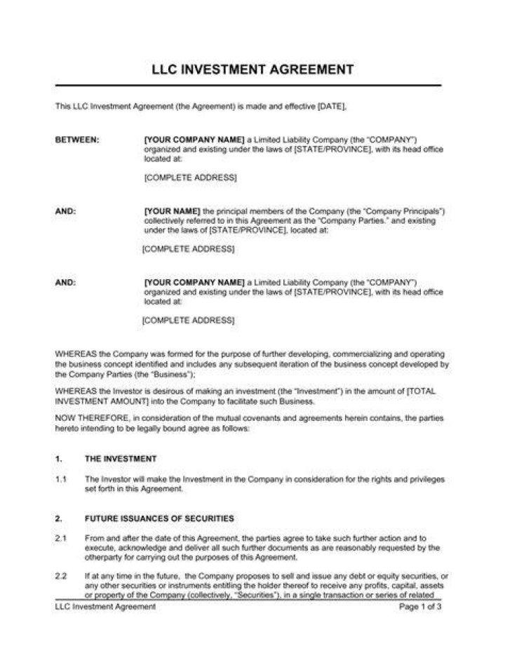 What do you need to know about a LLC investor agreement?
