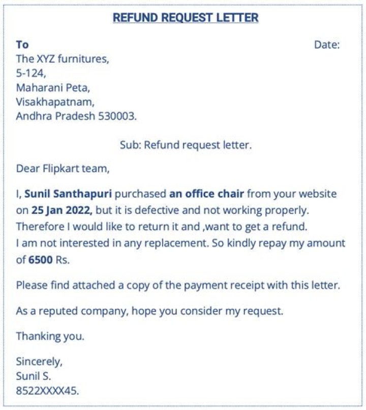 What do you say in a refund request?