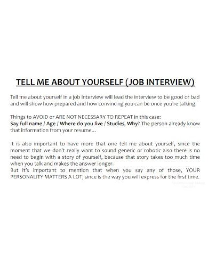 What do you say in an interview when asked tell me about yourself?