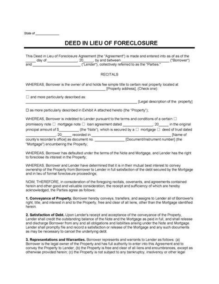 What does a deed in lieu of foreclosure mean?