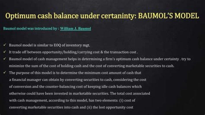 What does optimum cash balance mean?