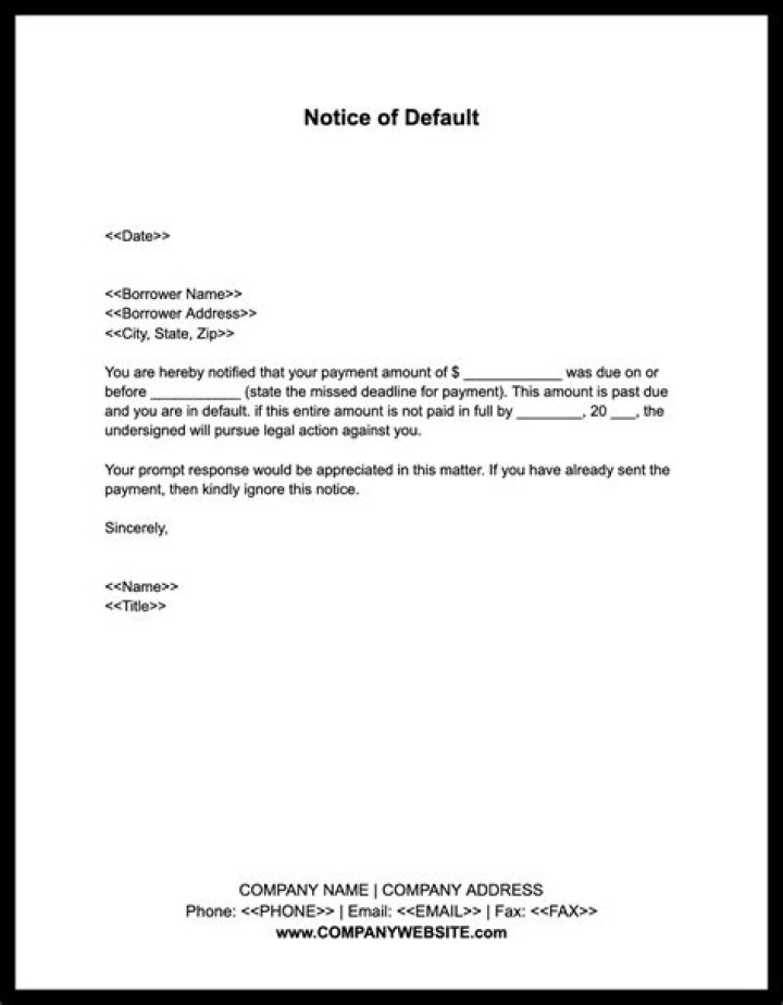 What happens if you get a default notice?