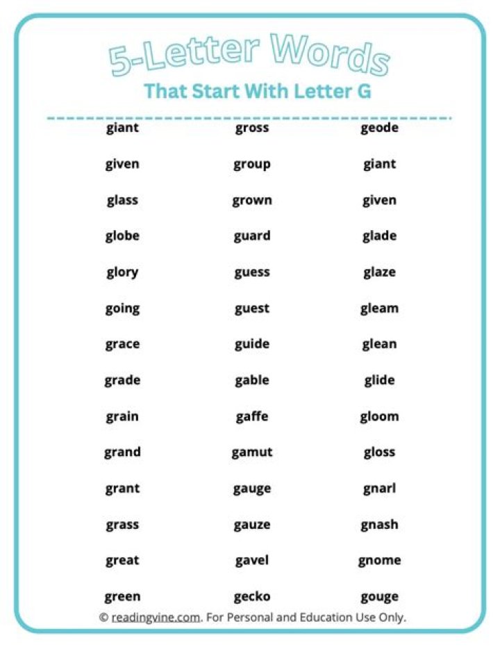 What is a 5 letter G word?