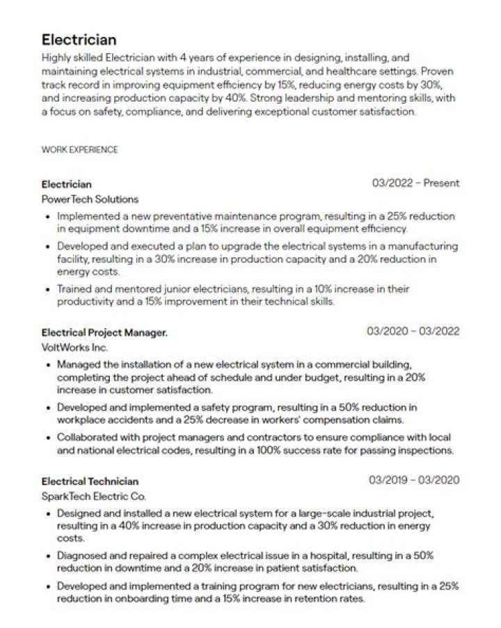 What is a good objective for a electrician resume?