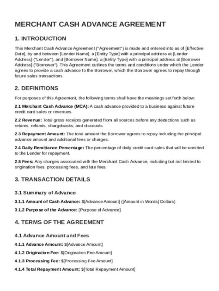 What is a merchant cash advance agreement?