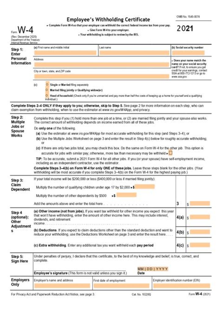 What is a W-4 form used for?