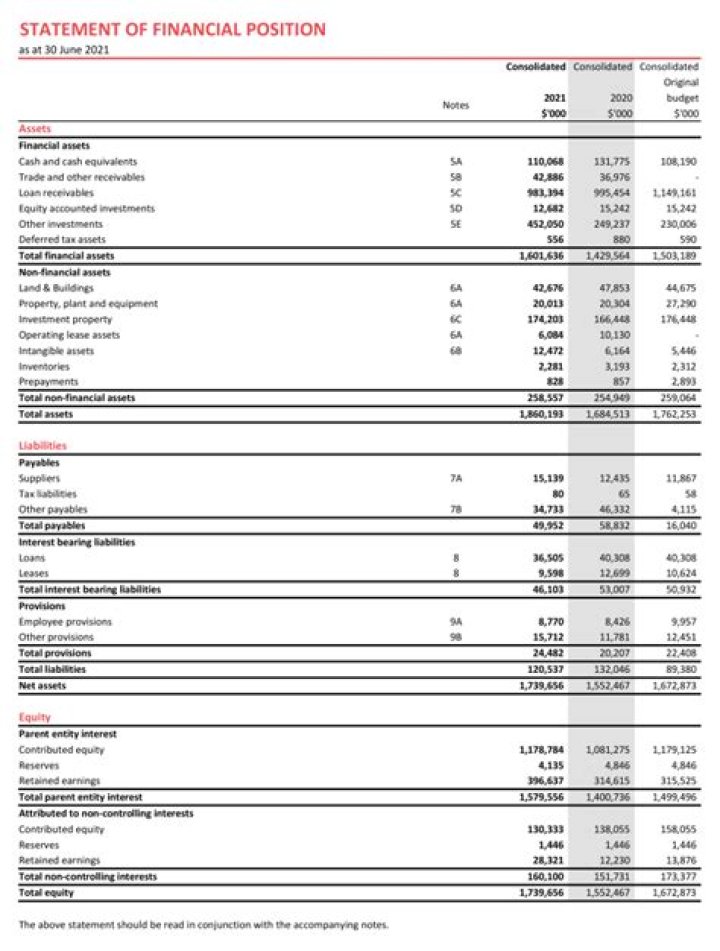 What is an abridged statement of financial position?