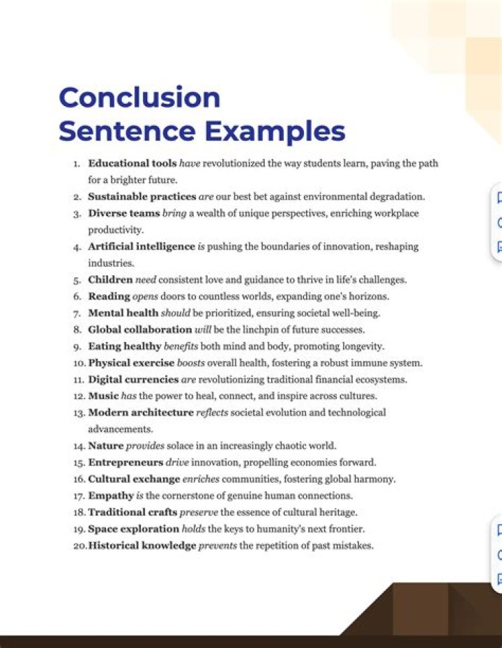 What is an example of a conclusion?