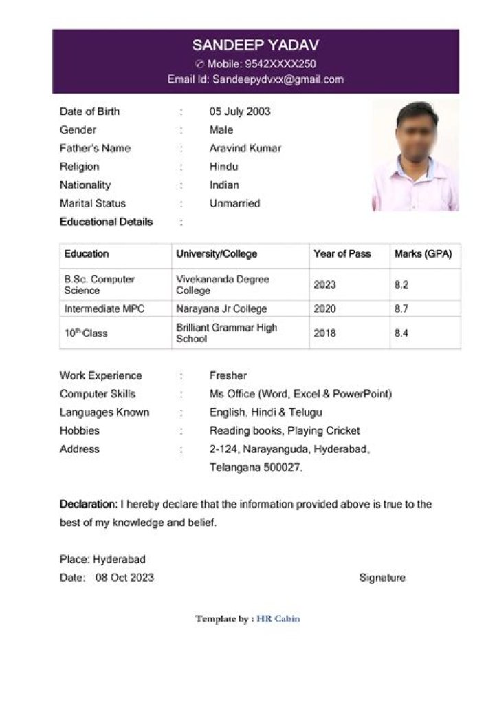What is bio in job application?