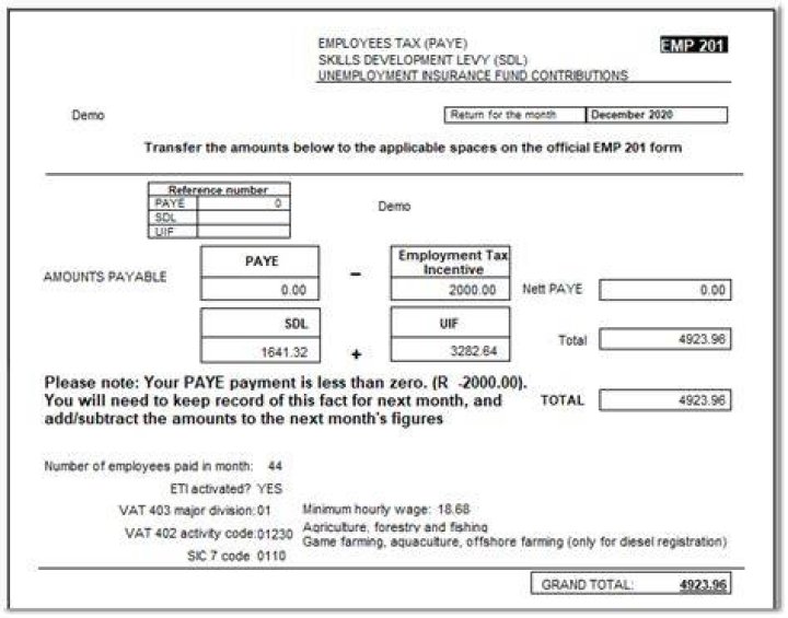 What is EMP201 form?