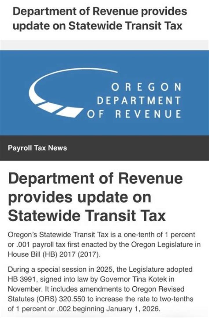 What is Oregon lane transit tax?