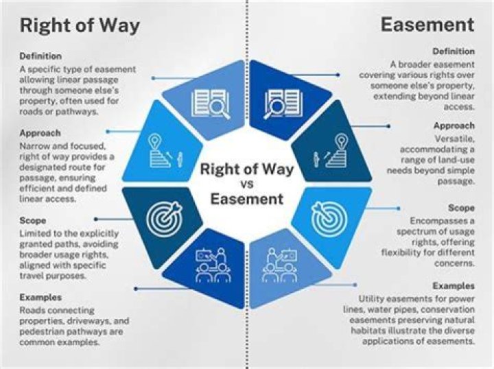 What is the difference between a right of way and an easement?