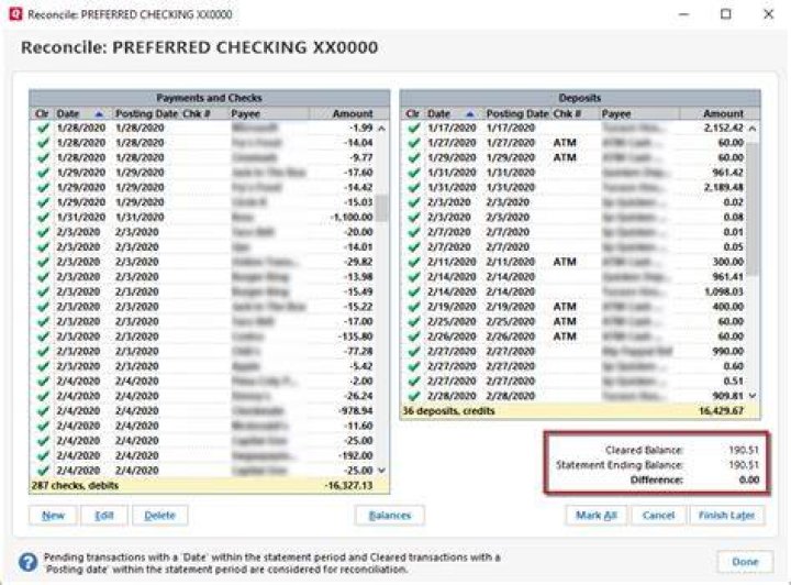 What is the difference between cleared and reconciled in Quicken?