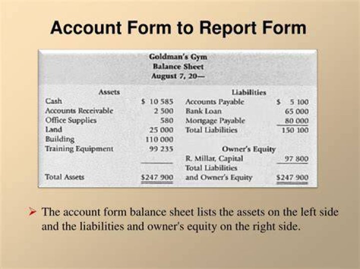 What is the difference between report Form and account form balance sheets?